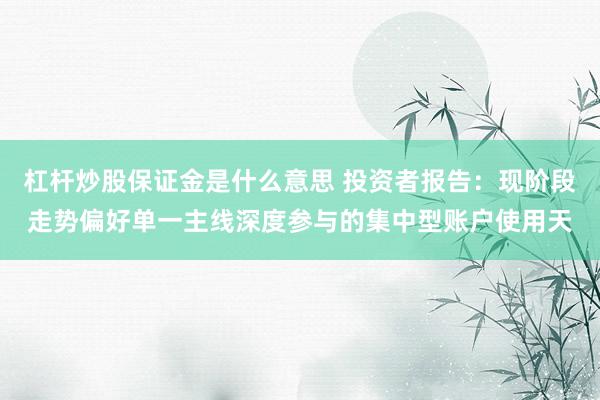 杠杆炒股保证金是什么意思 投资者报告：现阶段走势偏好单一主线深度参与的集中型账户使用天