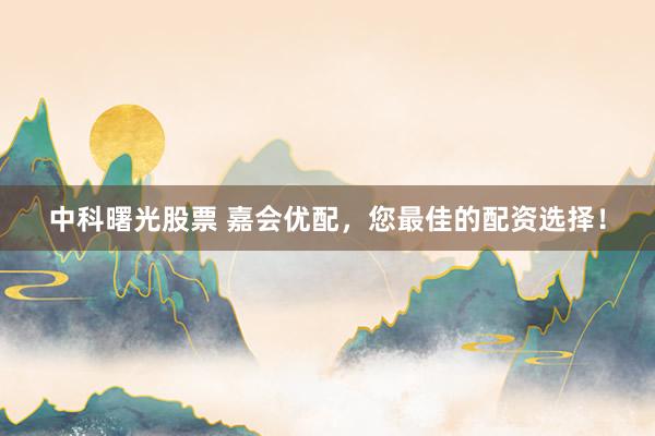 中科曙光股票 嘉会优配,您最佳的配资选择!