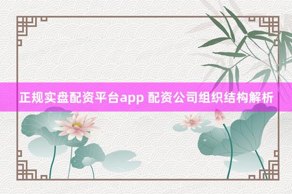 正规实盘配资平台app 配资公司组织结构解析
